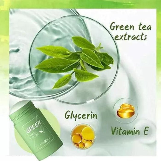 🌿 Green Tea and Eggplant Solid Cleansing Face Mask Stick