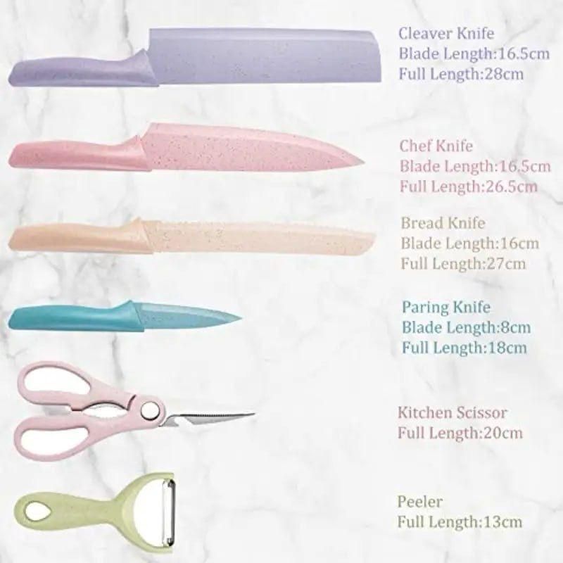 🍴 Colorful Kitchen Knife Set – Complete Cooking Essentials