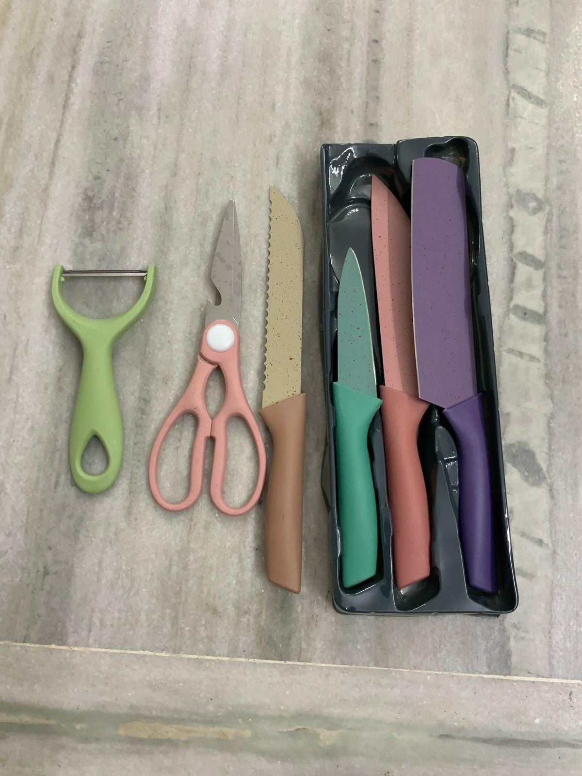 🍴 Colorful Kitchen Knife Set – Complete Cooking Essentials