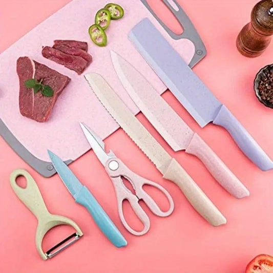 🍴 Colorful Kitchen Knife Set – Complete Cooking Essentials
