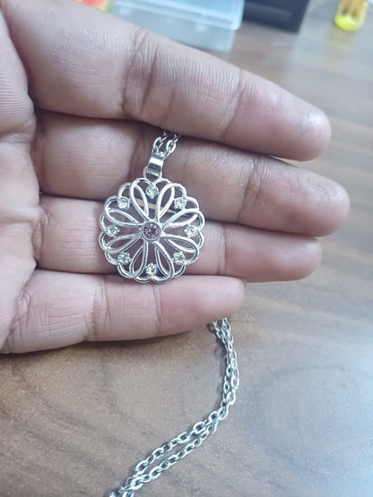 💎 Silver Birthstone Pendant with Chain – Elegant and  Timeless  (Pack of 1)