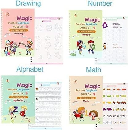 ✍️ Sank Magic Practice Copybook (4 BOOKS,1 PEN,1 GRIP,10 REFILL)✨💚