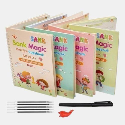 ✍️ Sank Magic Practice Copybook (4 BOOKS,1 PEN,1 GRIP,10 REFILL)✨💚