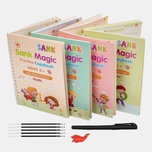 ✍️ Sank Magic Practice Copybook (4 BOOKS,1 PEN,1 GRIP,10 REFILL)✨💚