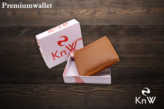 👝 KnW Leather Tan Round Zip Wallet – Sleek, Compact, Stylish! ✨