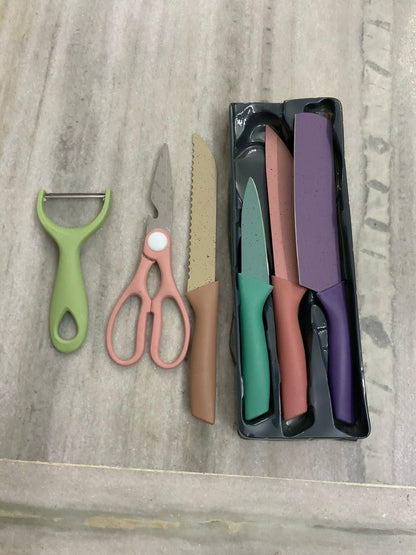 🍴 Colorful Kitchen Knife Set – Complete Cooking Essentials