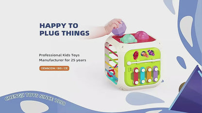 🧩 Montessori 7 in 1 Baby Sensory Toy – Multicolor Educational Activity Cube